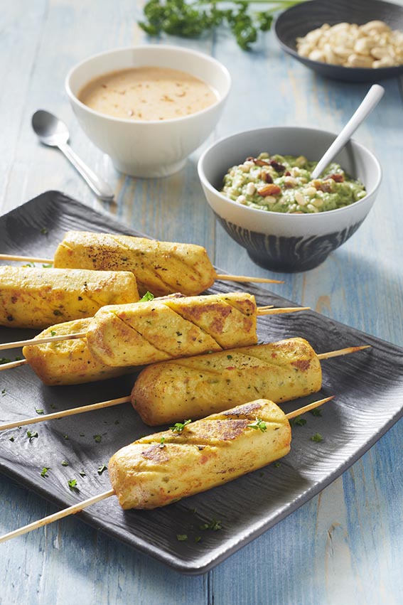 Brochettes de délices soufflés légumes aux épices